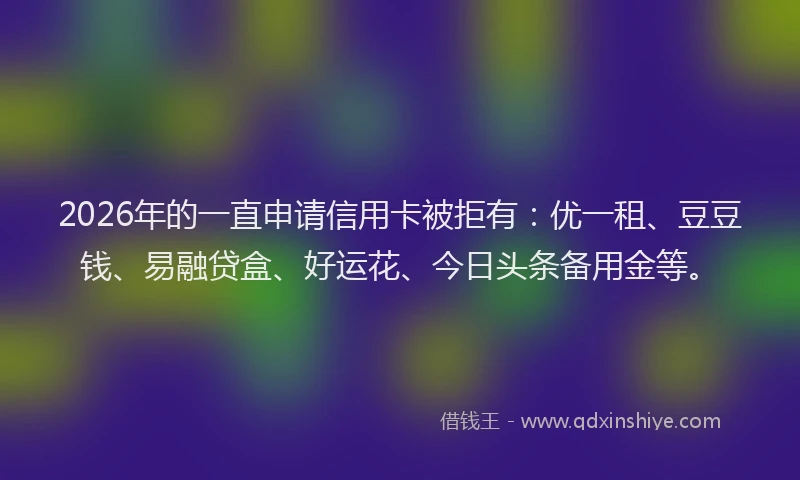 2026年的一直申请信用卡被拒有：优一租、豆豆钱、易融贷盒、好运花、今日头条备用金等。