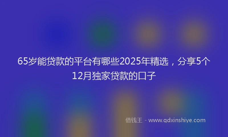 65岁能贷款的平台有哪些2025年精选，分享5个12月独家贷款的口子