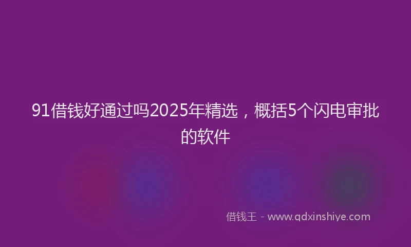 91借钱好通过吗2025年精选,概括5个闪电审批的软件