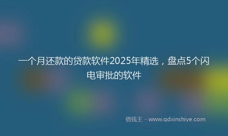 一个月还款的贷款软件2025年精选,盘点5个闪电审批的软件
