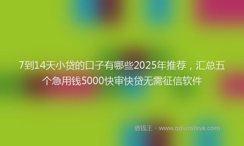 7到14天小贷的口子有哪些2025年推荐，汇总五个急用钱5000快审快贷无需征信软件