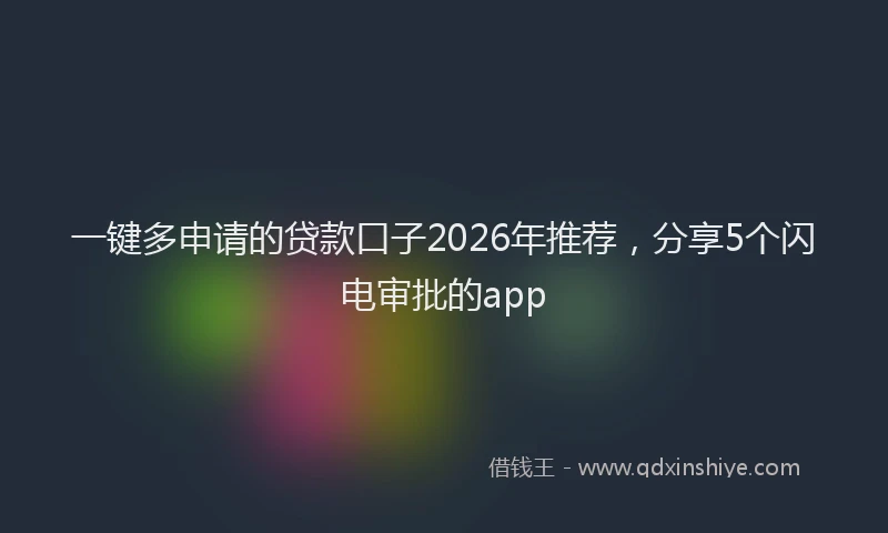 一键多申请的贷款口子2026年推荐，分享5个闪电审批的app