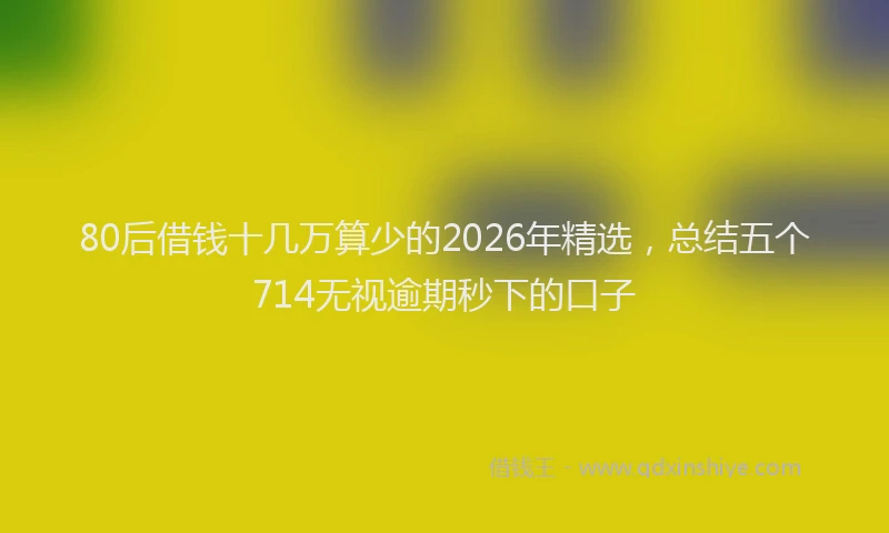80后借钱十几万算少的2026年精选,总结五个714无视逾期秒下的口子