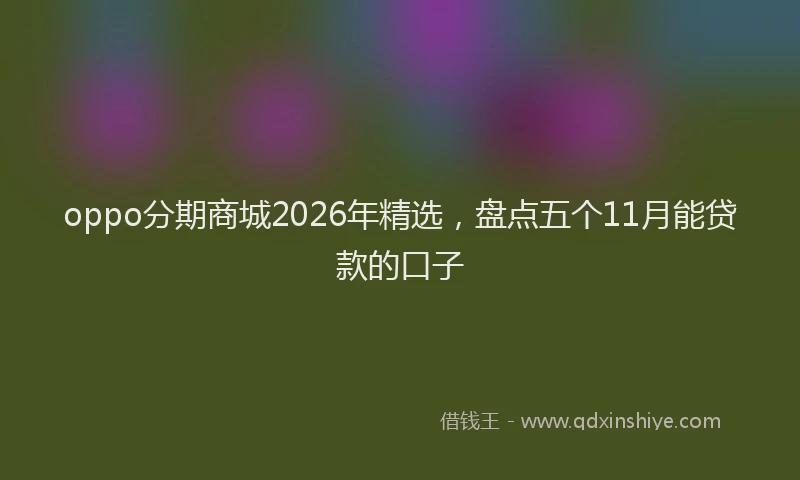 oppo分期商城2026年精选，盘点五个11月能贷款的口子