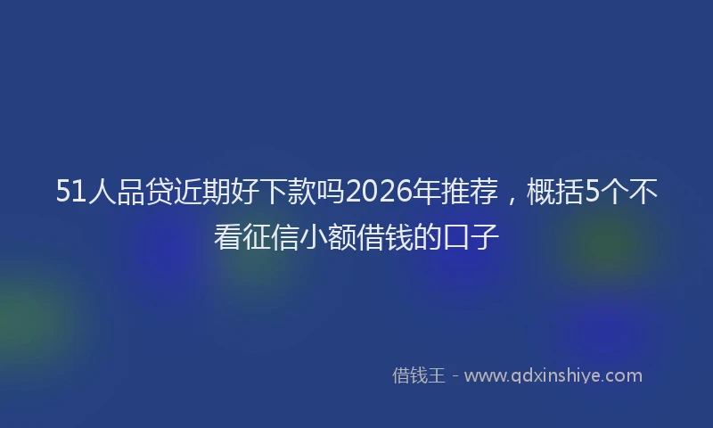 51人品贷近期好下款吗2026年推荐，概括5个不看征信小额借钱的口子