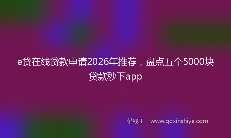 e贷在线贷款申请2026年推荐，盘点五个5000块贷款秒下app