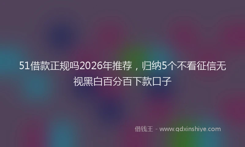 51借款正规吗2026年推荐，归纳5个不看征信无视黑白百分百下款口子