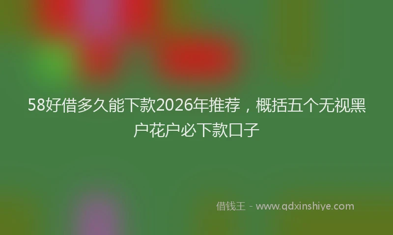 58好借多久能下款2026年推荐，概括五个无视黑户花户必下款口子