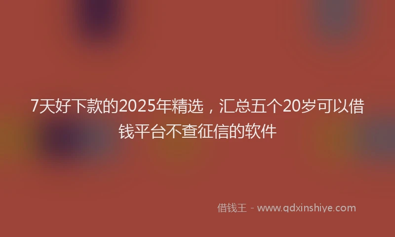 7天好下款的2025年精选，汇总五个20岁可以借钱平台不查征信的软件