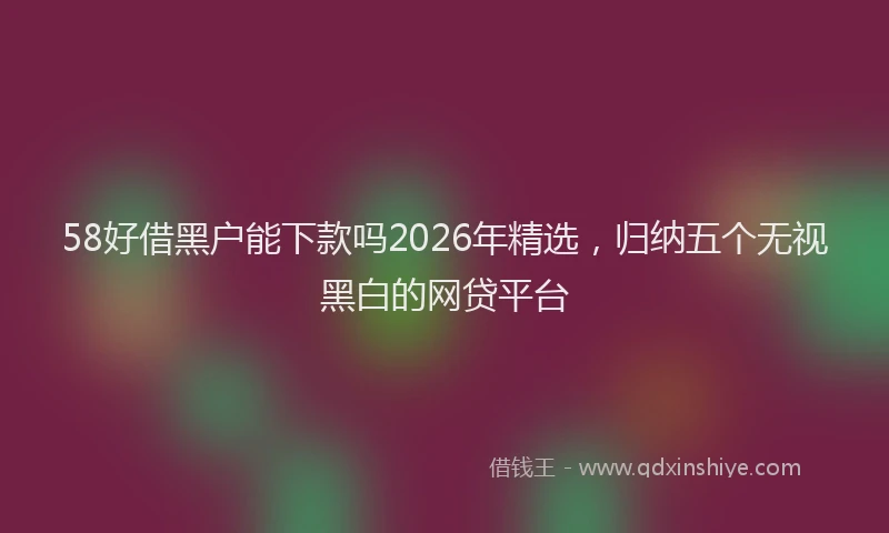 58好借黑户能下款吗2026年精选，归纳五个无视黑白的网贷平台