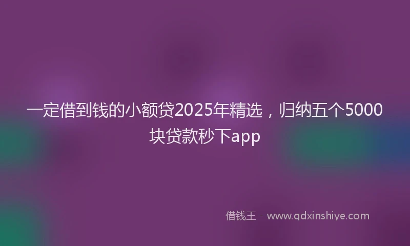 一定借到钱的小额贷2025年精选，归纳五个5000块贷款秒下app