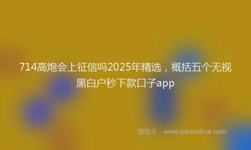 714高炮会上征信吗2025年精选，概括五个无视黑白户秒下款口子app