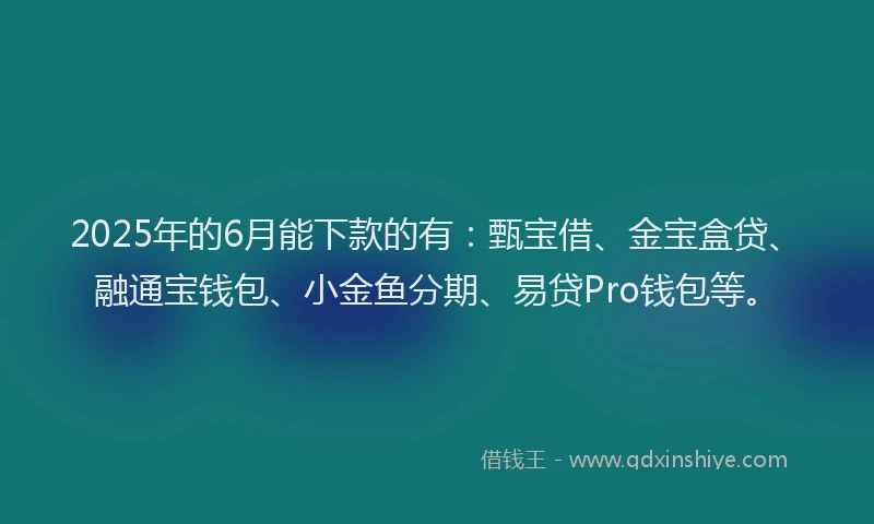 2025年的6月能下款的有：甄宝借、金宝盒贷、融通宝钱包、小金鱼分期、易贷Pro钱包等。