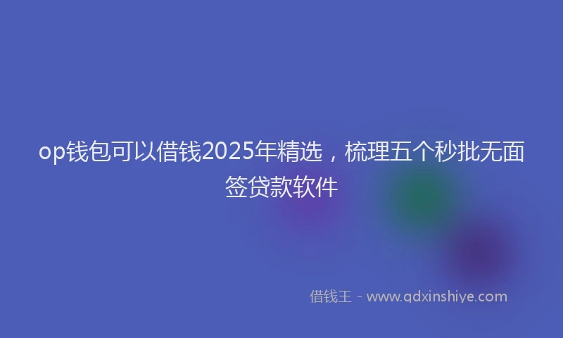 op钱包可以借钱2025年精选，梳理五个秒批无面签贷款软件