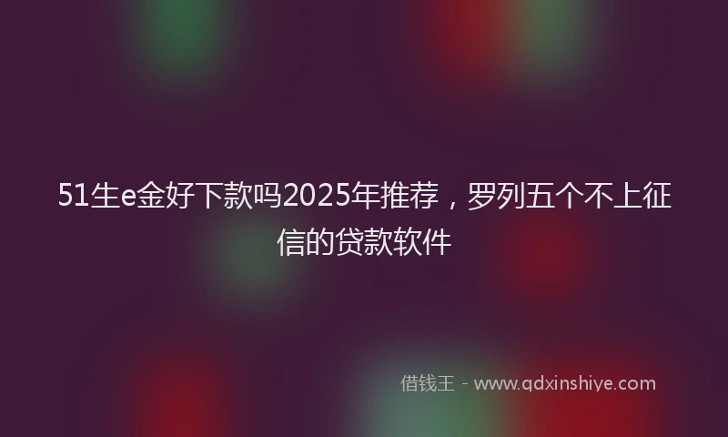 51生e金好下款吗2025年推荐，罗列五个不上征信的贷款软件