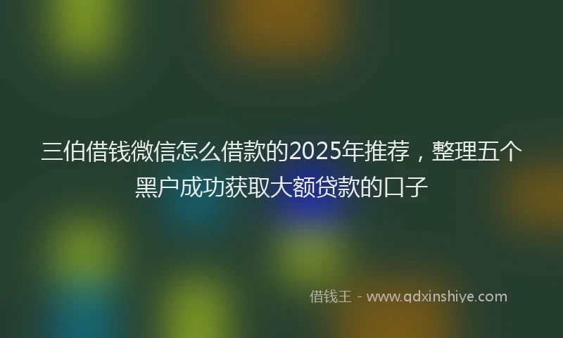 三伯借钱微信怎么借款的2025年推荐，整理五个黑户成功获取大额贷款的口子
