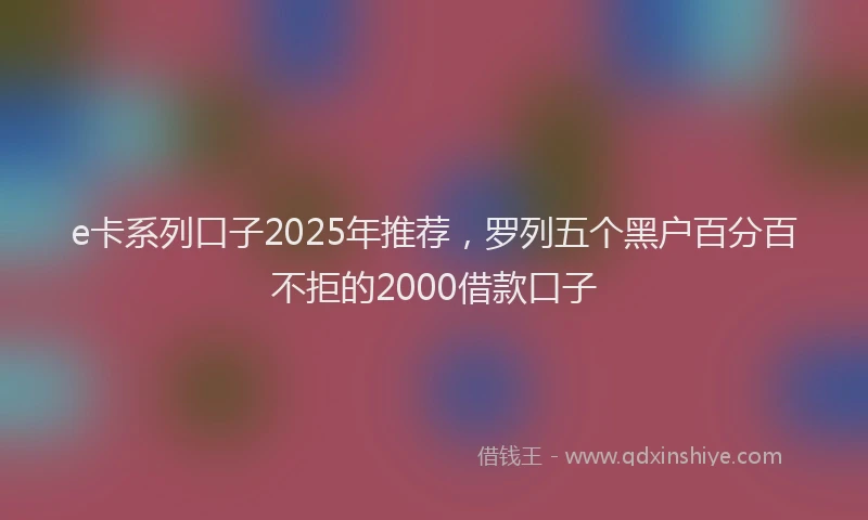 e卡系列口子2025年推荐，罗列五个黑户百分百不拒的2000借款口子