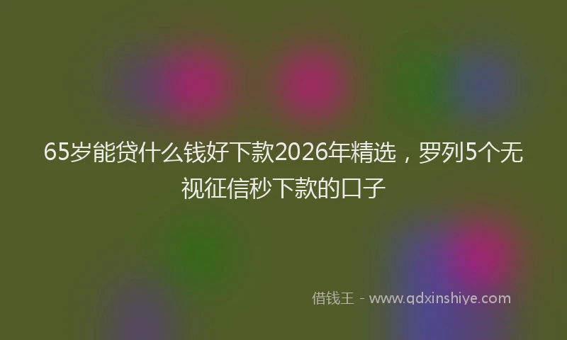 65岁能贷什么钱好下款2026年精选，罗列5个无视征信秒下款的口子