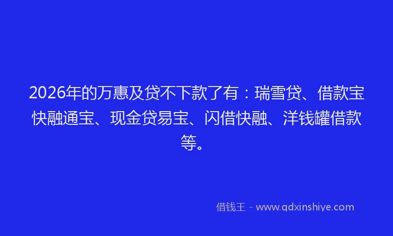 2026年的万惠及贷不下款了有：瑞雪贷、借款宝快融通宝、现金贷易宝、闪借快融、洋钱罐借款等。