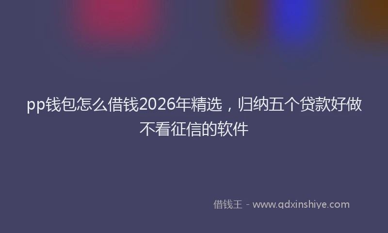 pp钱包怎么借钱2026年精选，归纳五个贷款好做不看征信的软件
