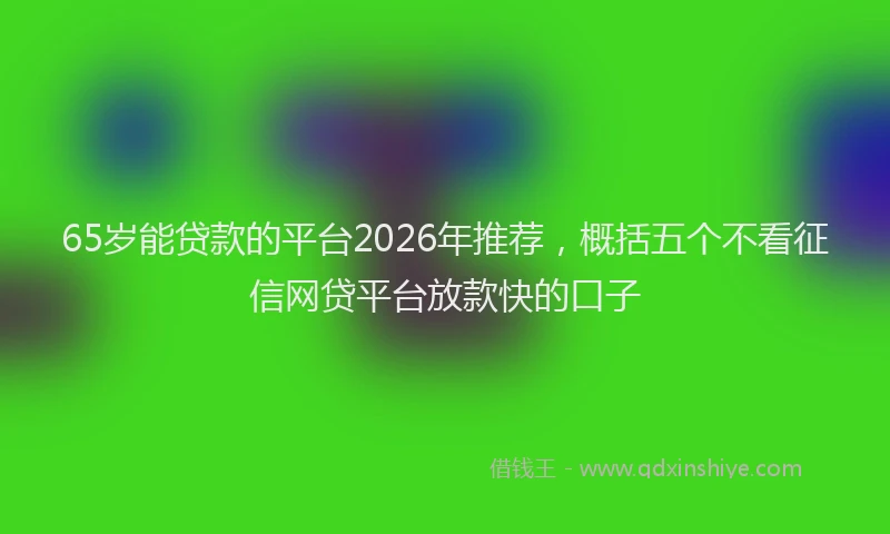 65岁能贷款的平台2026年推荐，概括五个不看征信网贷平台放款快的口子