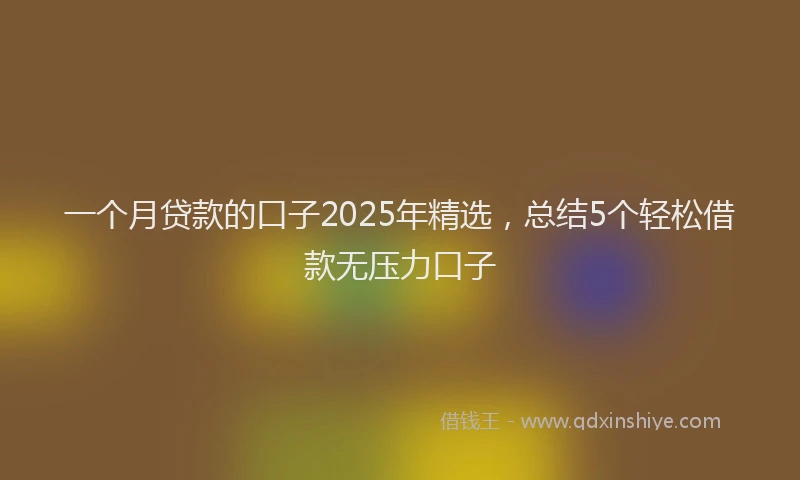 一个月贷款的口子2025年精选，总结5个轻松借款无压力口子