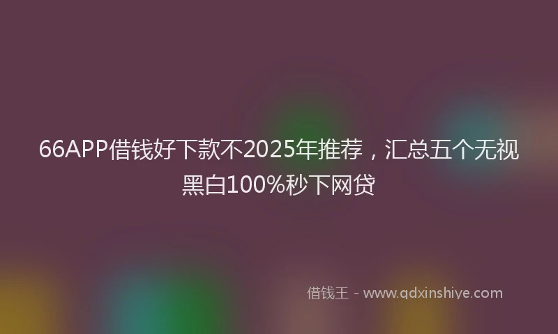 66APP借钱好下款不2025年推荐，汇总五个无视黑白100%秒下网贷