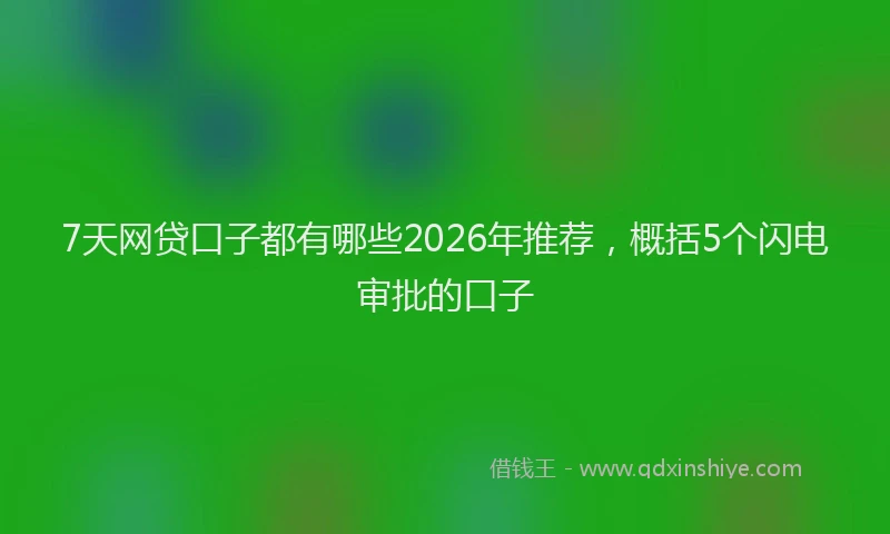 7天网贷口子都有哪些2026年推荐，概括5个闪电审批的口子