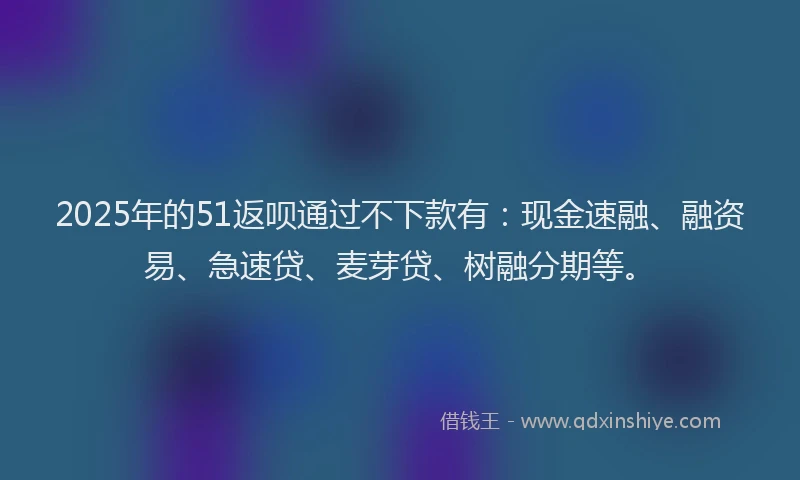 2025年的51返呗通过不下款有：现金速融、融资易、急速贷、麦芽贷、树融分期等。