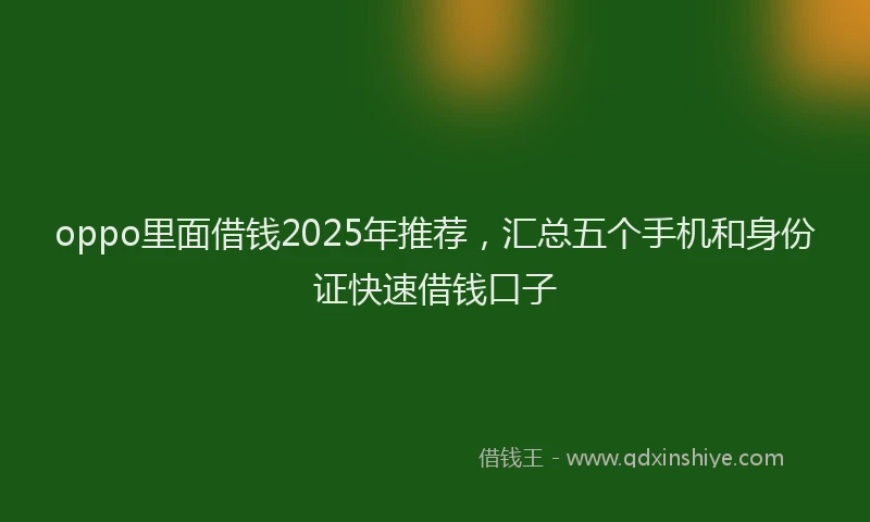 oppo里面借钱2025年推荐，汇总五个手机和身份证快速借钱口子