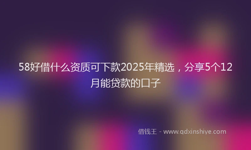 58好借什么资质可下款2025年精选，分享5个12月能贷款的口子