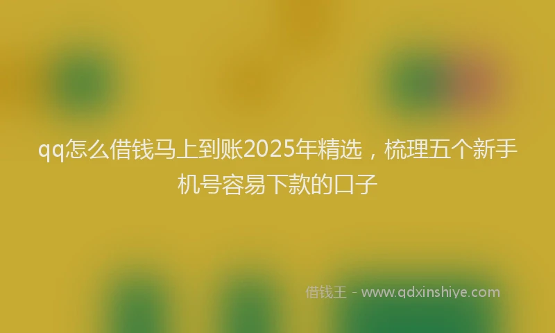 qq怎么借钱马上到账2025年精选，梳理五个新手机号容易下款的口子