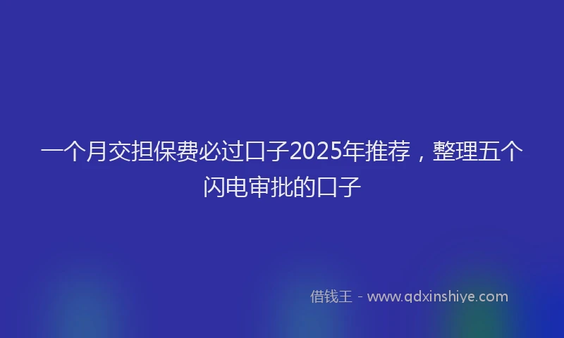 一个月交担保费必过口子2025年推荐,整理五个闪电审批的口子