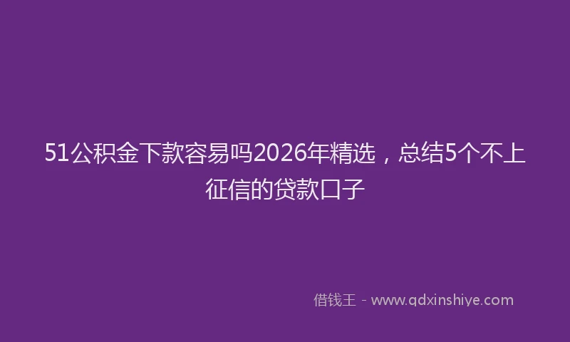 51公积金下款容易吗2026年精选，总结5个不上征信的贷款口子