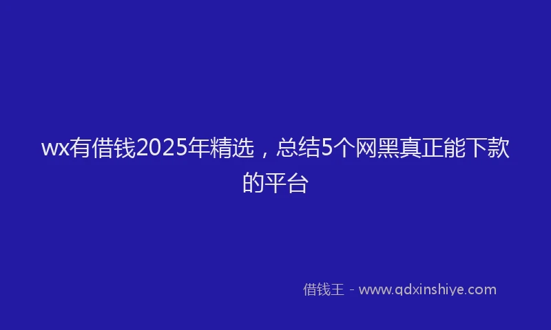 wx有借钱2025年精选，总结5个网黑真正能下款的平台