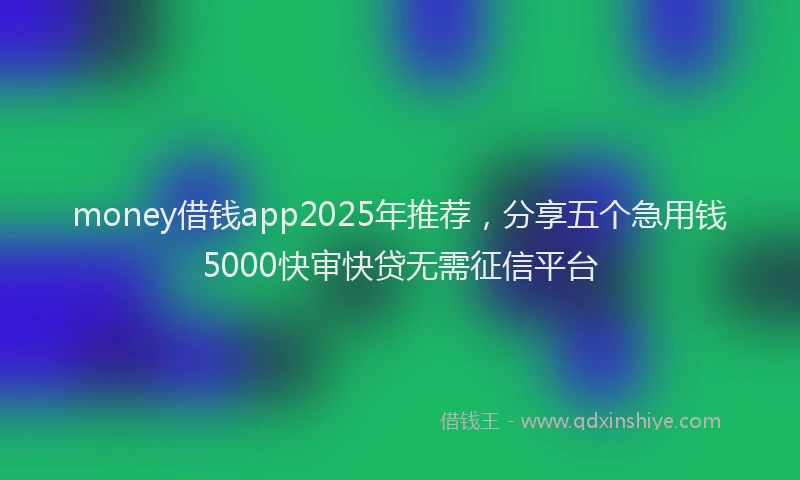 money借钱app2025年推荐，分享五个急用钱5000快审快贷无需征信平台