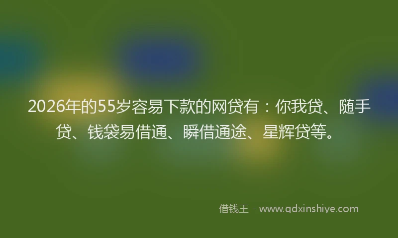 2026年的55岁容易下款的网贷有：你我贷、随手贷、钱袋易借通、瞬借通途、星辉贷等。