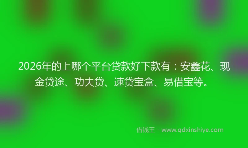2026年的上哪个平台贷款好下款有:安鑫花、现金贷途、功夫贷、速贷宝盒、易借宝等。