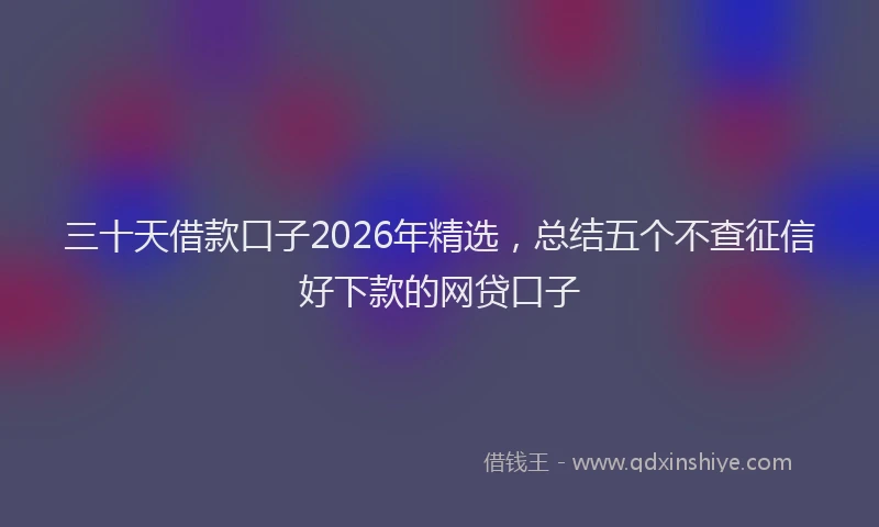 三十天借款口子2026年精选，总结五个不查征信好下款的网贷口子