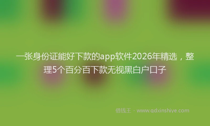 一张身份证能好下款的app软件2026年精选，整理5个百分百下款无视黑白户口子