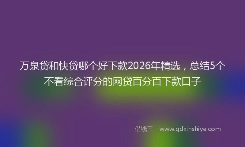 万泉贷和快贷哪个好下款2026年精选，总结5个不看综合评分的网贷百分百下款口子