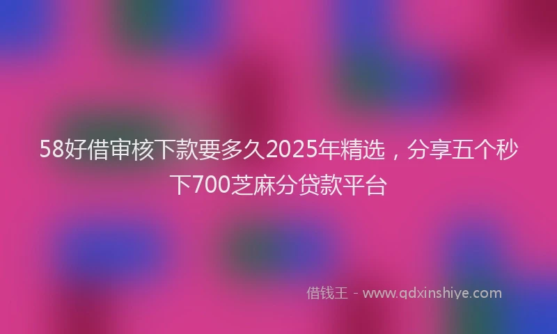 58好借审核下款要多久2025年精选，分享五个秒下700芝麻分贷款平台