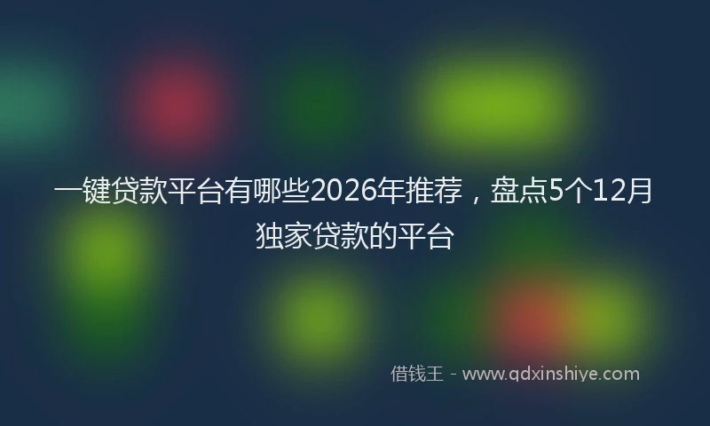 一键贷款平台有哪些2026年推荐，盘点5个12月独家贷款的平台
