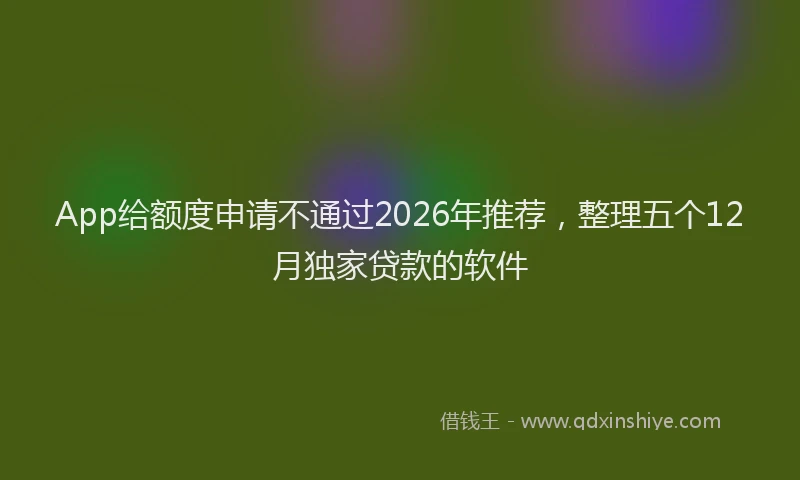 App给额度申请不通过2026年推荐，整理五个12月独家贷款的软件