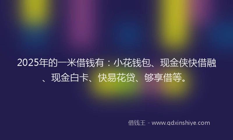 2025年的一米借钱有：小花钱包、现金侠快借融、现金白卡、快易花贷、够享借等。