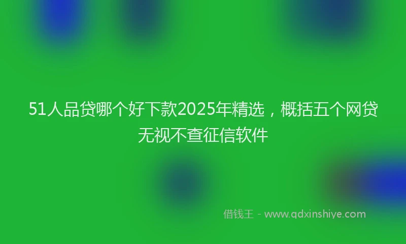 51人品贷哪个好下款2025年精选，概括五个网贷无视不查征信软件