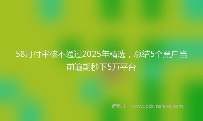 58月付审核不通过2025年精选，总结5个黑户当前逾期秒下5万平台
