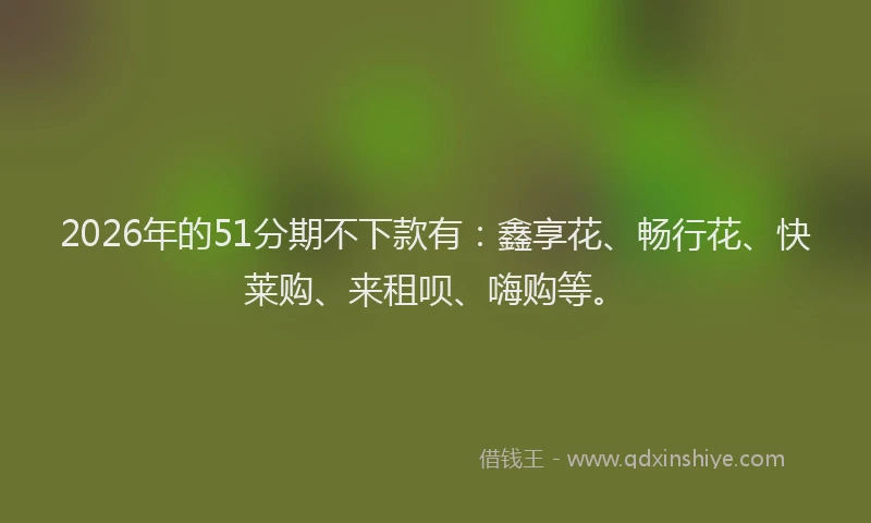 2026年的51分期不下款有:鑫享花、畅行花、快莱购、来租呗、嗨购等。