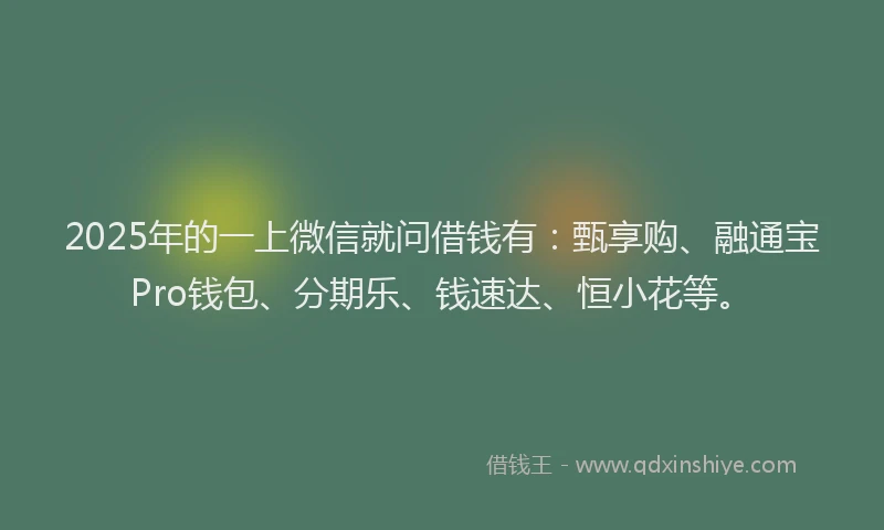 2025年的一上微信就问借钱有：甄享购、融通宝Pro钱包、分期乐、钱速达、恒小花等。