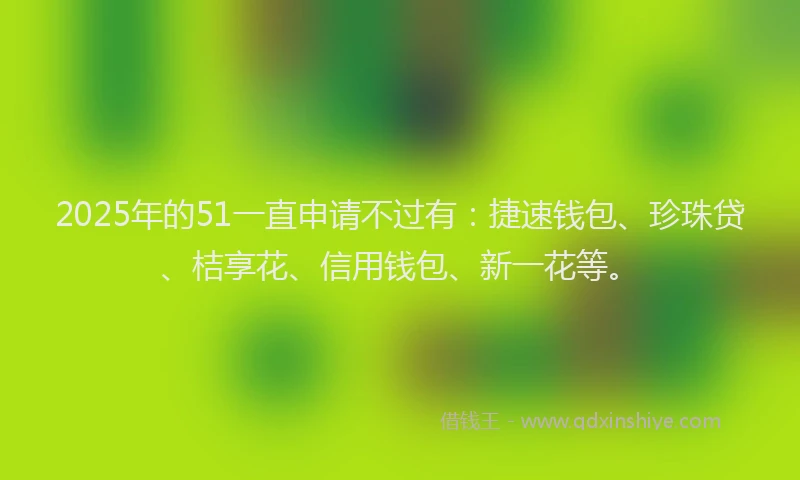 2025年的51一直申请不过有：捷速钱包、珍珠贷、桔享花、信用钱包、新一花等。